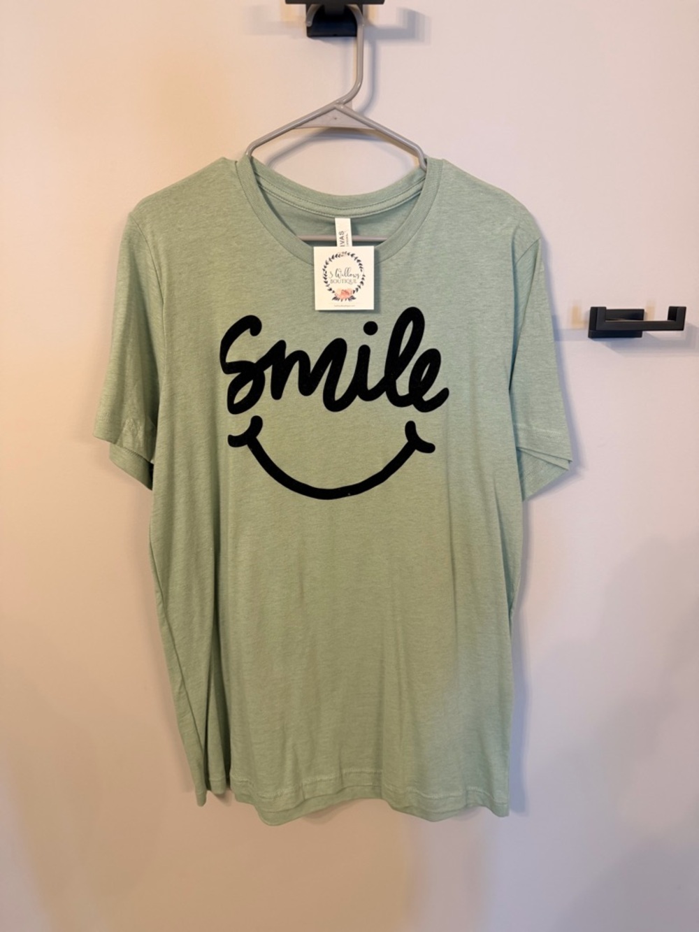 Bella Canvas Sage Green Smile Graphic Tee